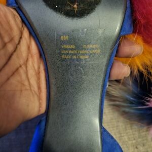 Cape Robbin Blue Heels with Multicolor Fur